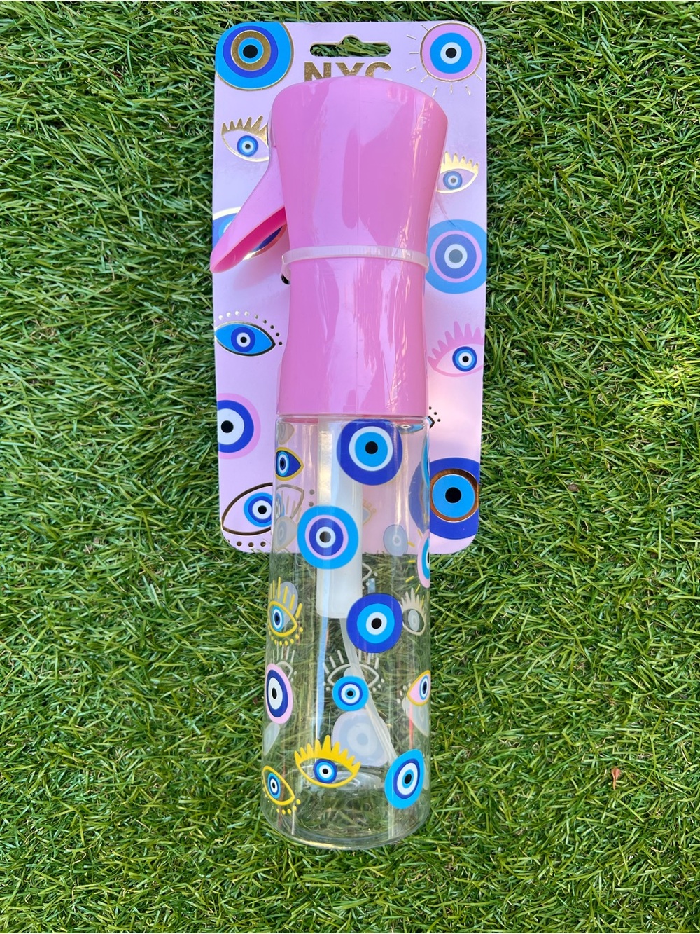 Pink Evil Eye Continuous Water Spray Bottle